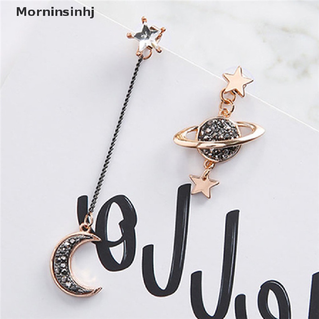 Mornin Bulan Bintang Planet Drop Menjuntai Anting Asimetris Kristal Anting Wanita Perhiasan id