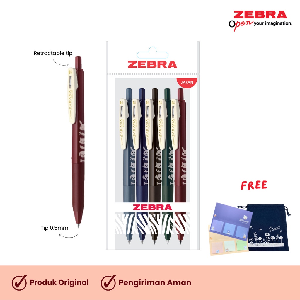 

Zebra Pulpen Sarasa Clip 05 Vintage Pet Set 5 / Pelpen Lucu / Pulpen Animal Series / Animal Series / Pelpen Cute / Pulpen Set 5