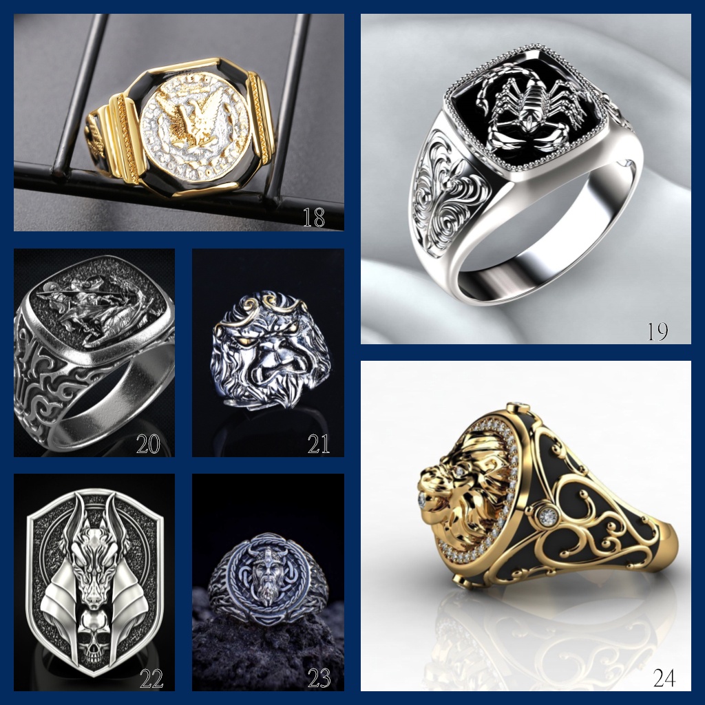 Goldkingdom Aksesoris Perhiasan Fashion Ready Stock Nordic Retro Mitologi Cincin Tengkorak Perak Domenic Male Ring