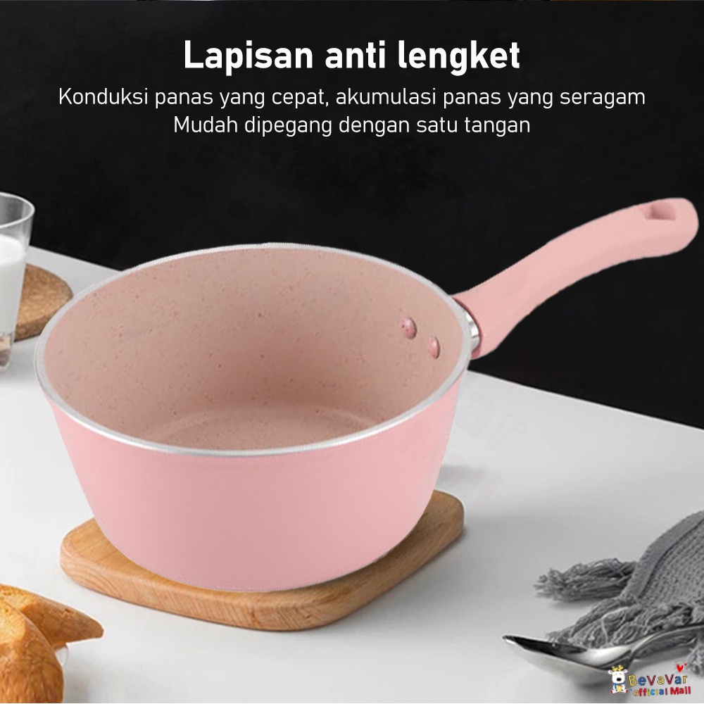 BEVAVAR 12/14/16Cm Panci Susu Mpasi Anti Lengket/Panci Rebus Enamel Milk Pot /Panci Teflon Marble