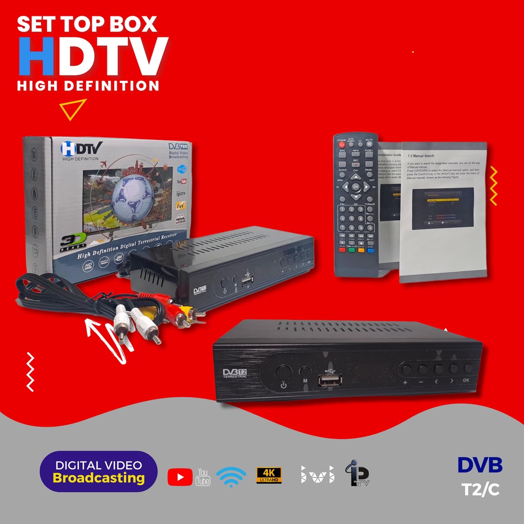 [ READY STOK  ] STB Set Top Box TV Digital Receiver Penerima Siaran Full HD/ STB Wifi Bisa Youtube DVB-T2 (Bisa Dapet Semua Channel )