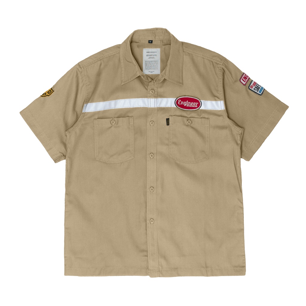 WORKSHIRT SHORT KEMEJA KERJA REFLEKTOR PATCH LENGAN PENDEK BY ENGINEER WORKWEAR