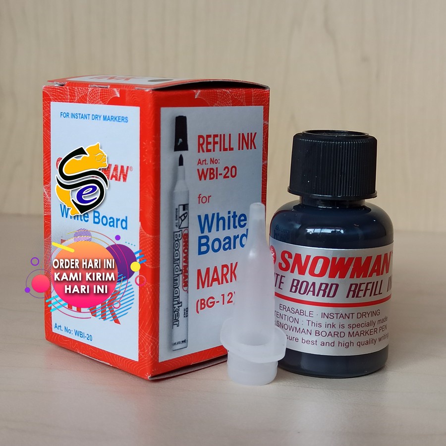 

Tinta Refill Ink Snowman White Board / Tinta Spidol Snowman (Bisa Dihapus) Ada Hitam Merah Dan Biru