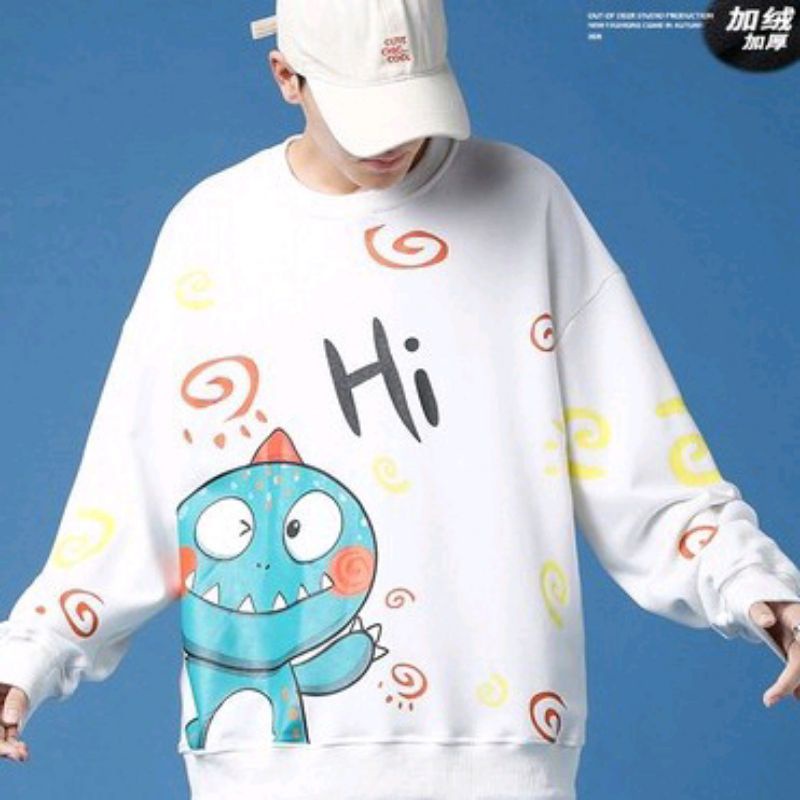 SALE - Sweater Hi Dino / Sweater Hi Dino bahan Babyterry
