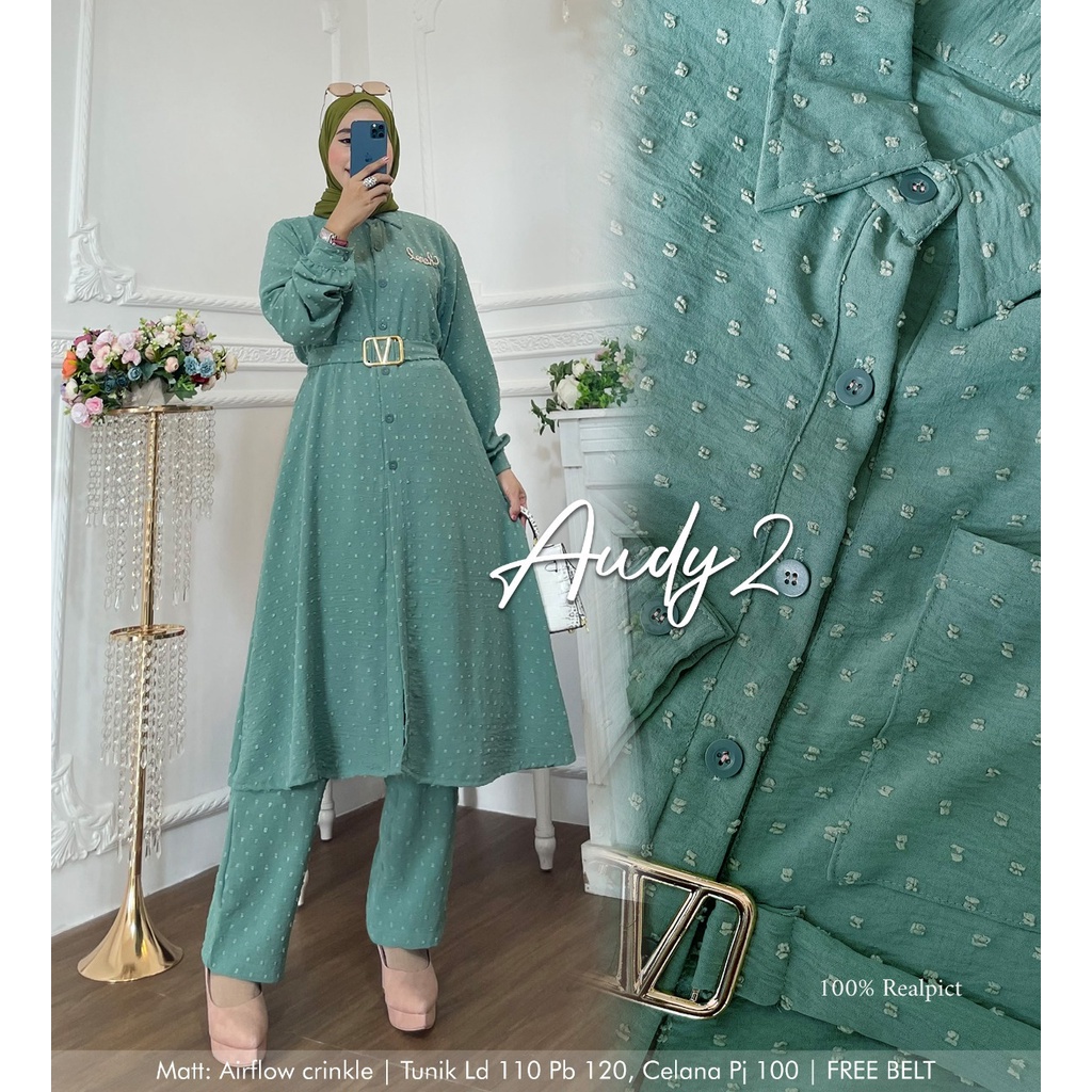 Khadijah Humaira Setelan Tunik Celana Airflow Rubiah Audy TERLARIS