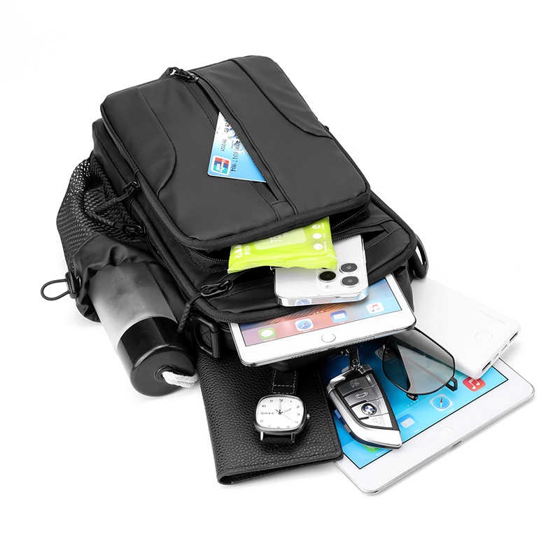 Uphike Ta Selempang Pria Sling Bag Waitsbag Multifungsi Tas Selempang Pria USB Charge Anti Air TS718