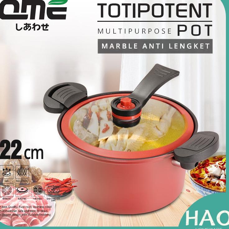 ➻ QME Panci Presto Teflon Totipotent Micro Pressure Cooker Pot 22CM 3.5L Anti Lengket ➼