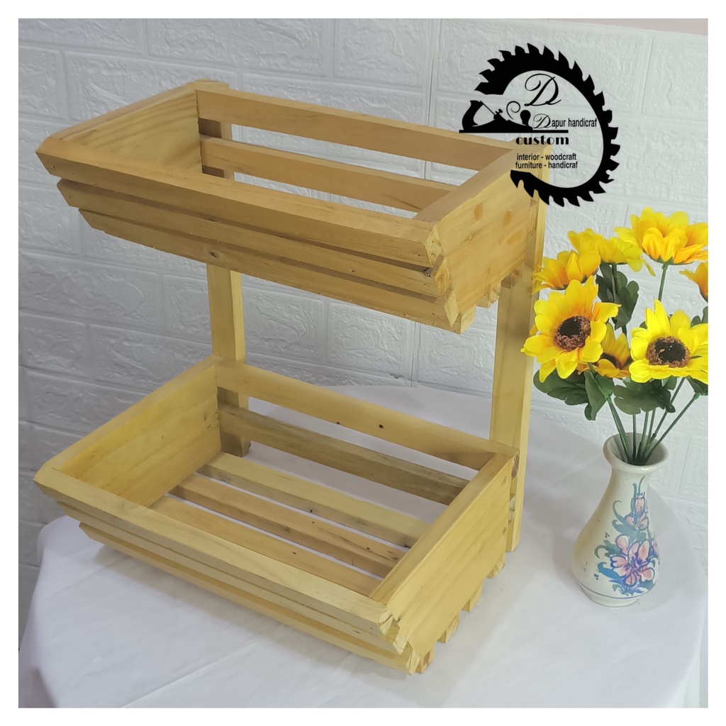 RAK SAYURAN KAYU AESTHETIC / RAK BUAH KAYU JATI BELANDA UKURAN BESAR / RAK SERBAGUNA / RAK MULTIFUNG