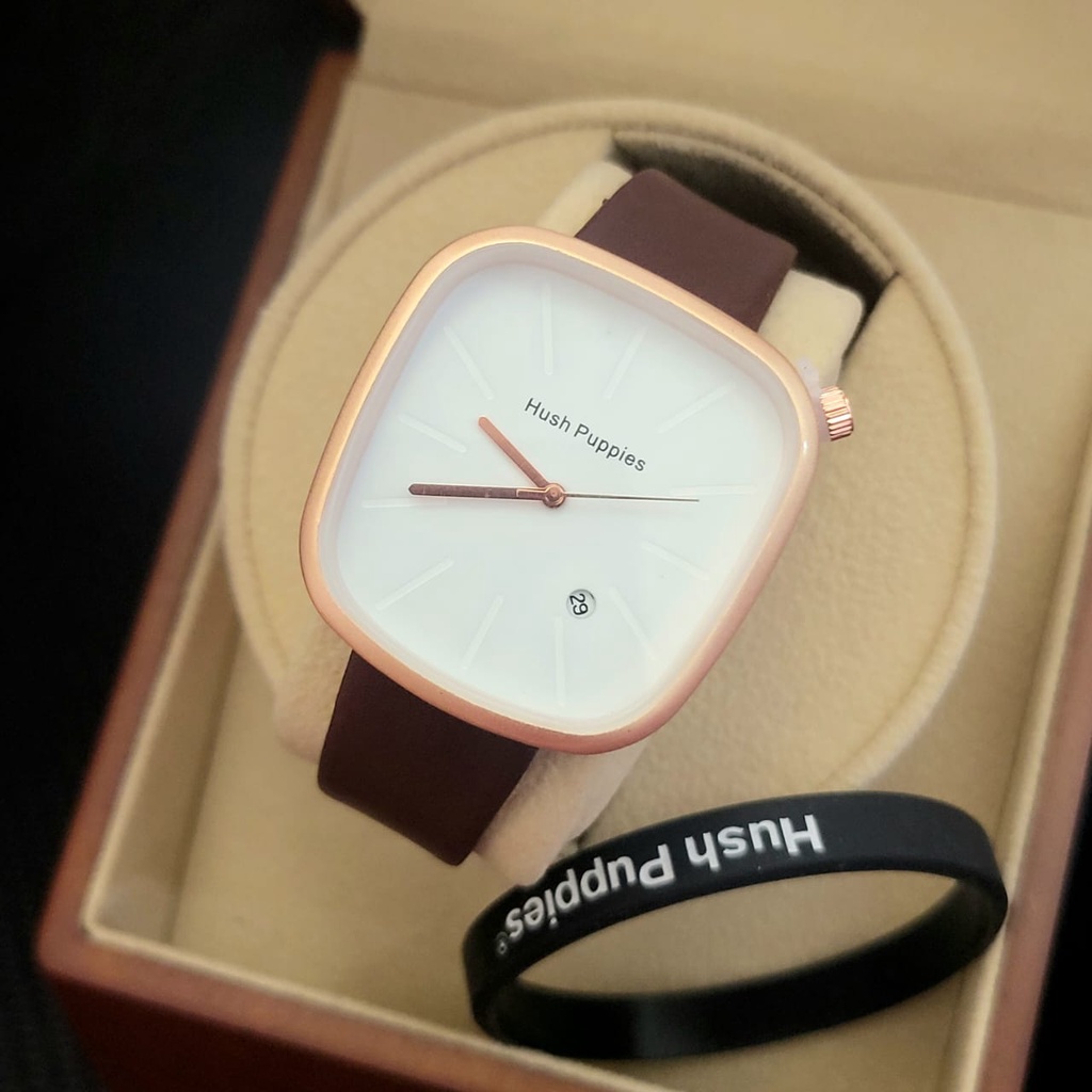 JAM TANGAN WANITA HUSH PUPPIES FREE GELANG TALI KULT WATER REISITAN
