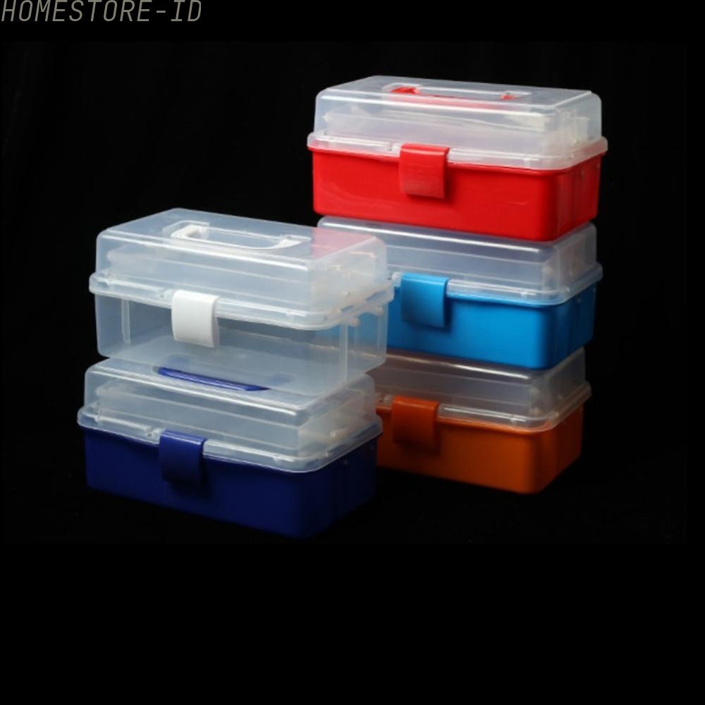 Kotak Penyimpanan Bergagang Plastik Warna-Warni Dapat Dilipat 3lapis Case Organizer Container