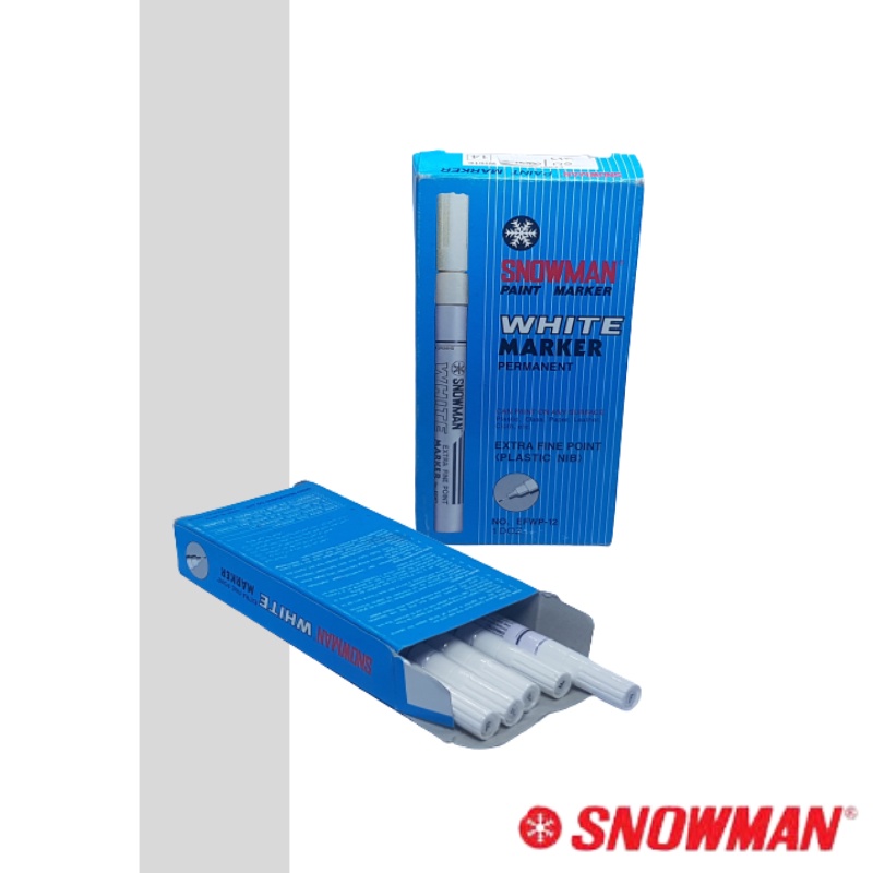 

Snowman White Permanent Paint Marker Spidol Permanen Putih Extra Fine Tip Silver EFSP-12 (12 PCS)