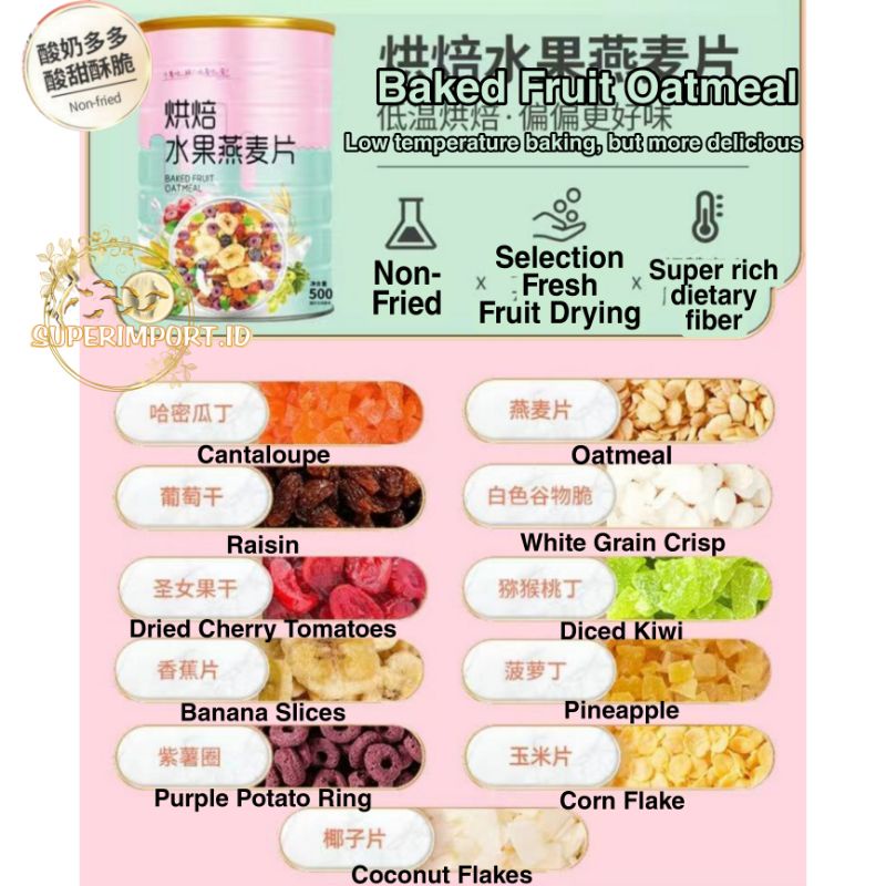 

✨NEW✨ -Ready Stock Oatmeal Makanan Sehar Yogurt Fruit Oatmeal Baked Fruit Oatmeal Oufen Buah Oatmeal Diet Makanan Enak Sehat Lotus root Value of value yogurt fruit granules Oligible Fruit nut Oatmeal 500g Nutrition Meals- 1.1.23
