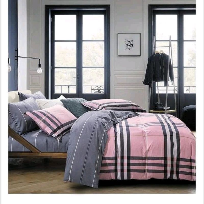 Seprei katun Jepang motif salur kotak