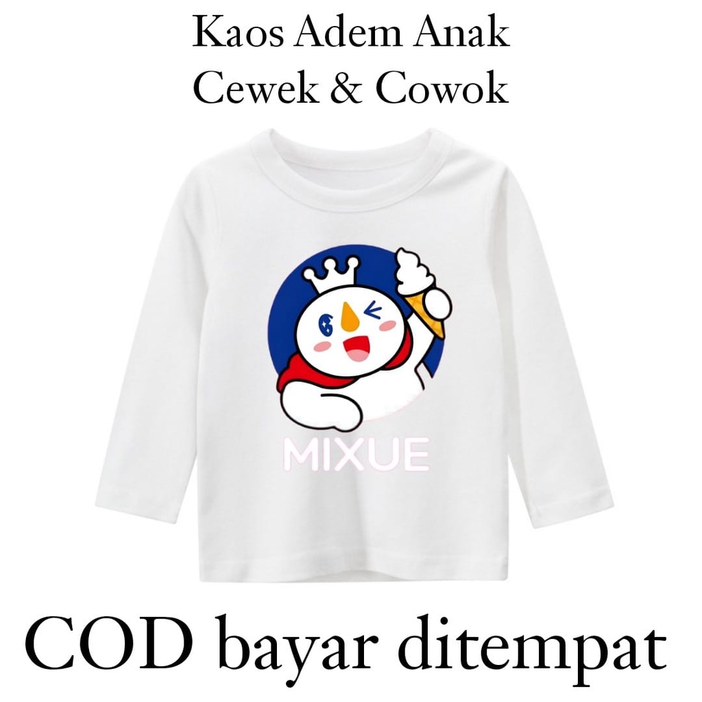 Hzl_outfit Kaos Lengan Panjang Anak Perempuan Motif Mixue/ MIXUE KAOS LENGAN PANJANG ANAK PEREMPUAN