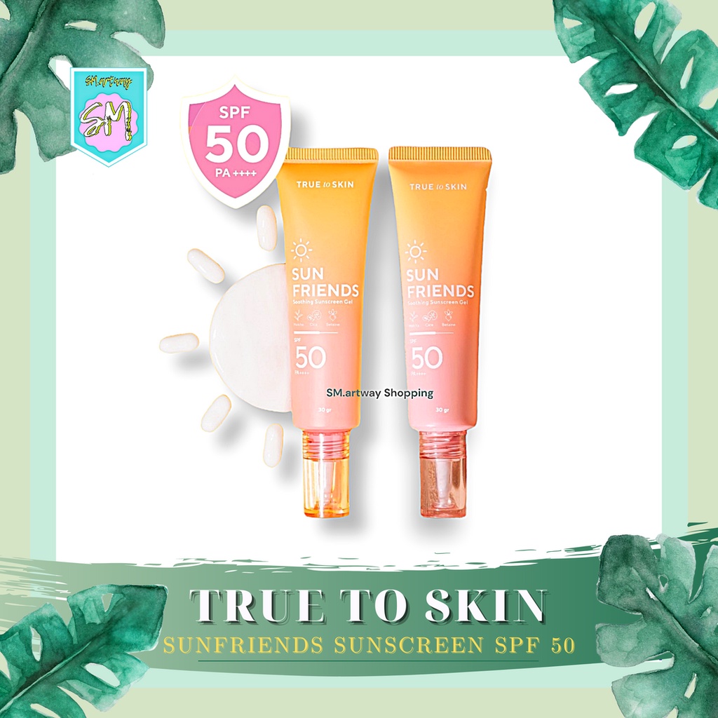TRUE TO SKIN Sunfriends Sunscreen Gel SPF 50 PA++++ | Lightweight &amp; No White Cast | 0% Alkohol