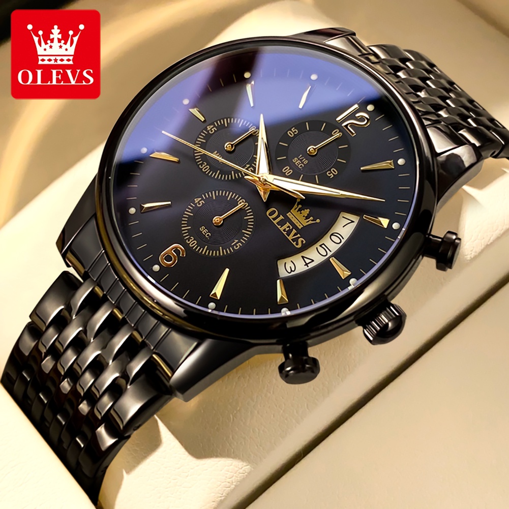 OLEVS Jam Tangan Pria Anti Air Original Rantai Keren Terbaru Mewah Luxury Stainless Steel Watch Men Cod Jam Tangan Lelaki