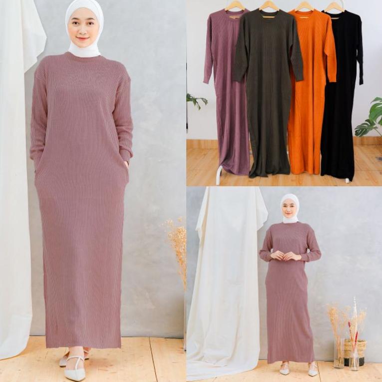 LANGSUNG ORDER (PREMIUM) INNER DRESS RAJUT RIB MANGO PREMIUM LENGAN PANJANG BY MISHA LABEL / LONG DR