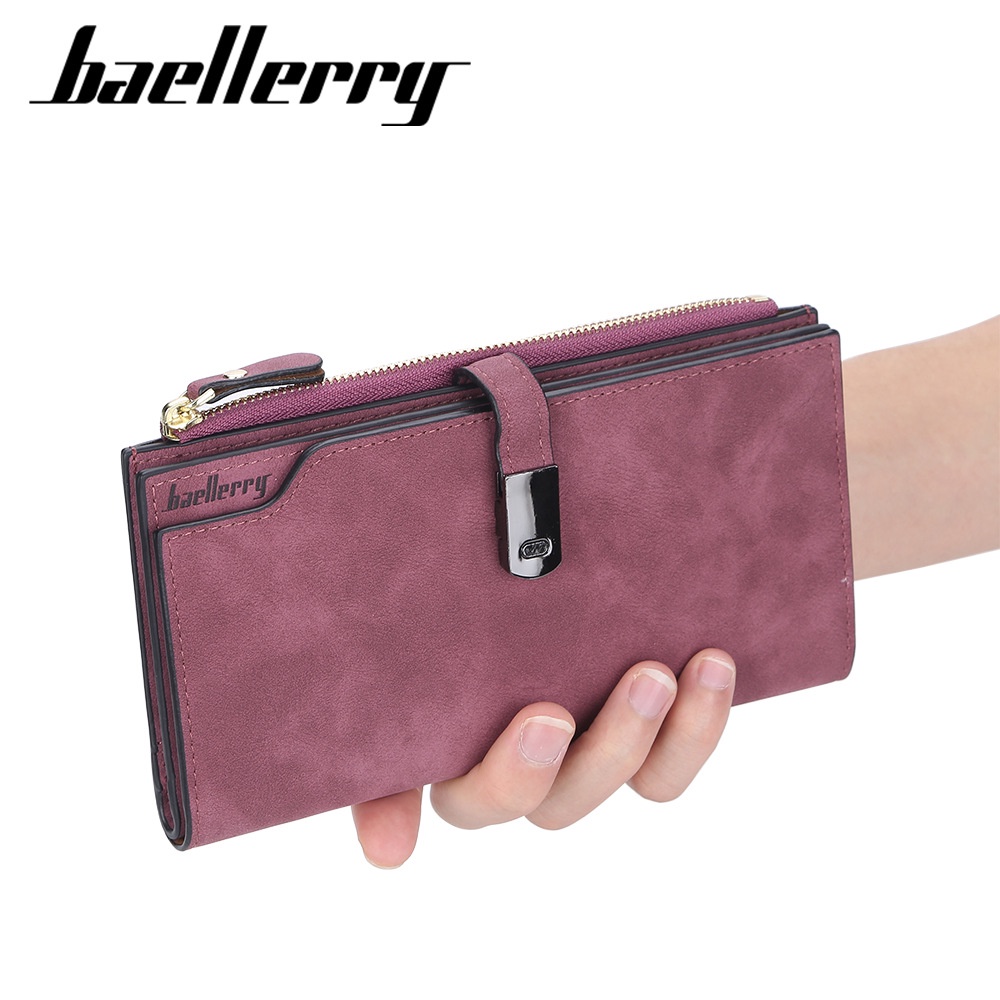 DOMPET PANJANG WANITA BAELLERRY PREMIUM BATAM BRANDED SIMPLE ORIGINAL KULIT UNGU AILEEN WA632P3 IMPORT SLOT KARTU UANG RESLETING KOIN KOREA CEWEK MURAH FASHION KEKINIAN