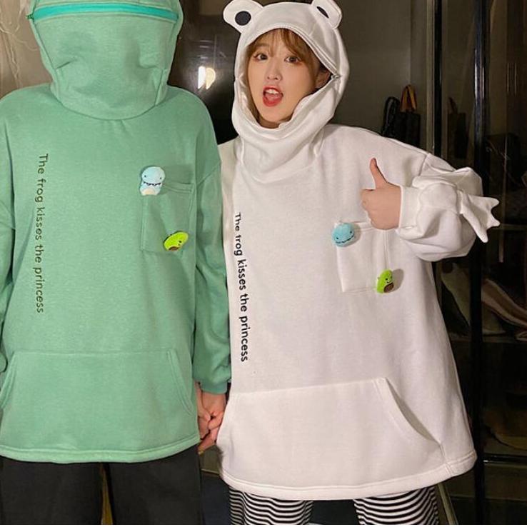 ✬ M-5XL Frog Zipper Hoodie Sweater Kebesaran Hoodie Kodok Resleting ♔