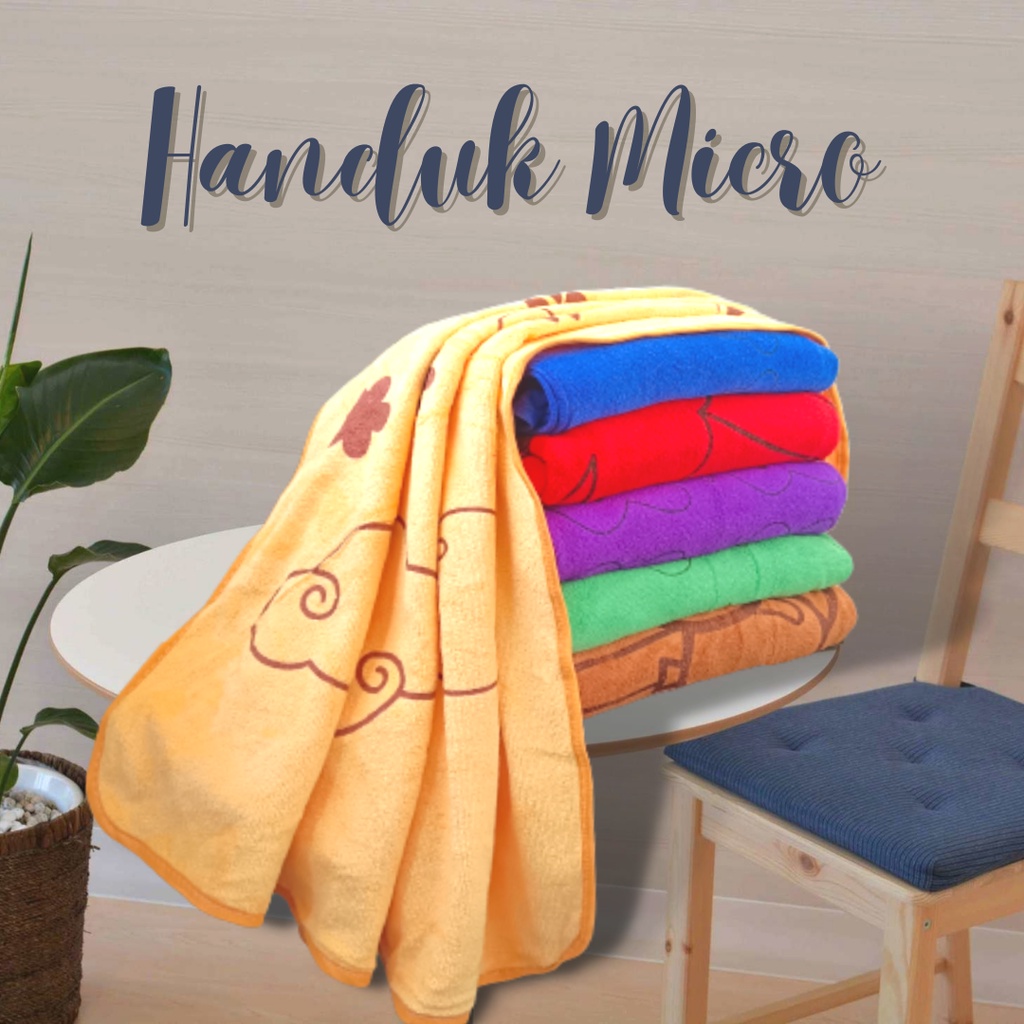 (250gr) HANDUK MANDI MICROFIBER POLOS MOTIF Embos 70X140 handuk mandi Bear/beruang