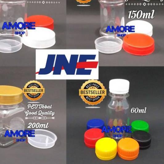 

✽ JNE - Botol Plastik Zamzam / Toples Plastik Sambal, Bumbu, Coklat, Kue 60ml 150ml 200ml ♙