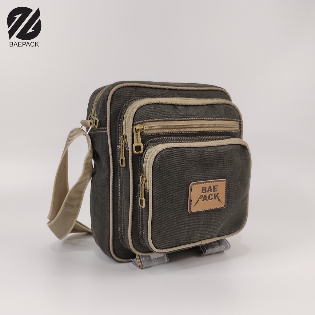 Baepack Tas Selempang Kanvas Pria Volker Khaki Original / Tas Bahu Pria Dewasa Produsen Lokal Bandung COD