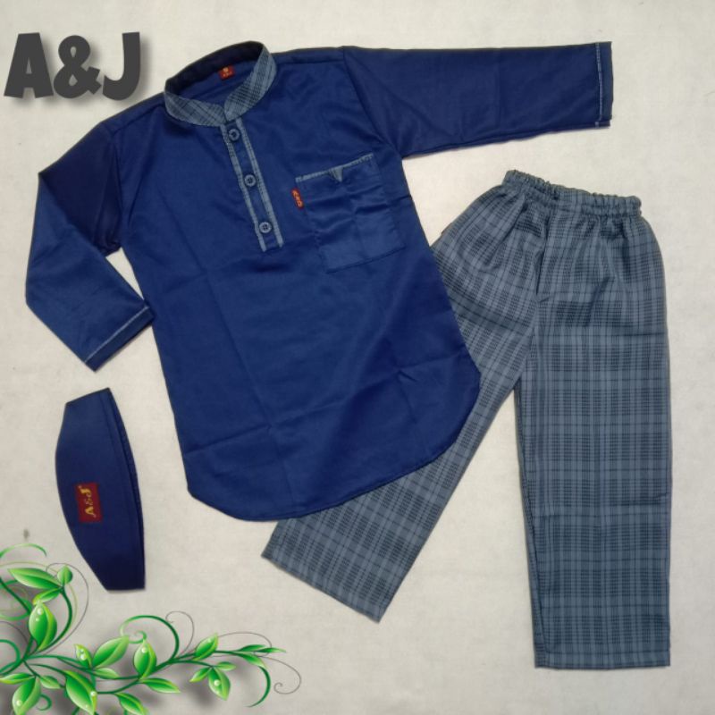 Koko Pakistan Toyobo / Setelan Baju Koko Muslim Anak Laki-laki Lengan Panjang A&J
