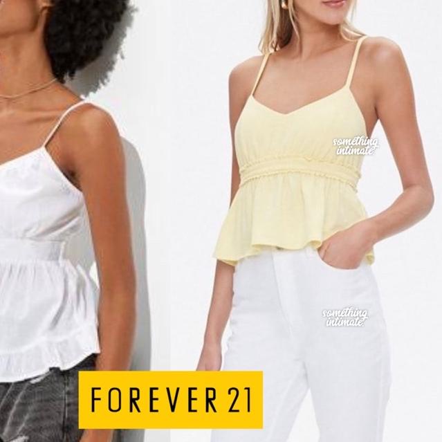 ◙ Banana Republic / Forever 21 Ruffle Babydoll Cotton Tank Top Spagetthi Straps Bodycon Sisa Export 