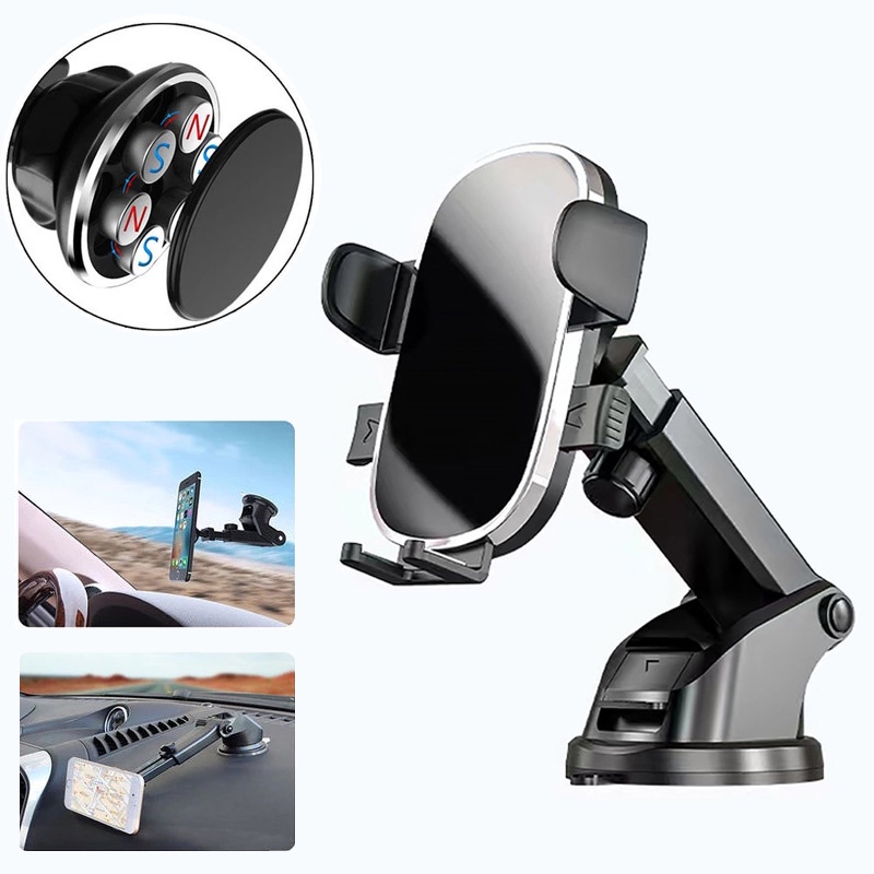 58 * 110mm Telescopic Rod Base Dudukan Ponsel Mobil Suction Cup Car Mobile Phone Holder Adjustable Mobile Phone Holder Aksesoris Interior Mobil