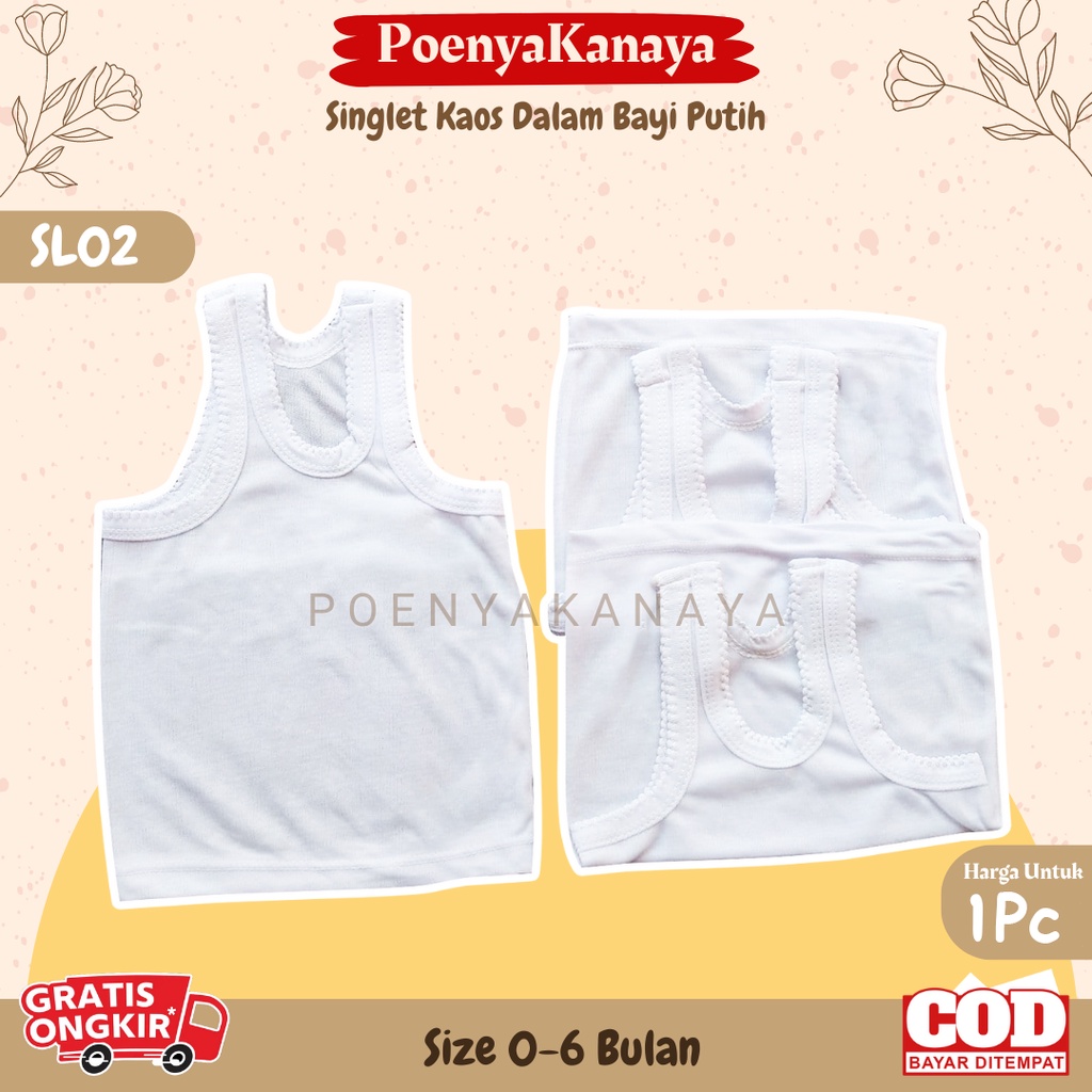 Singlet Kaos Dalam Bayi Putih Size M SL02