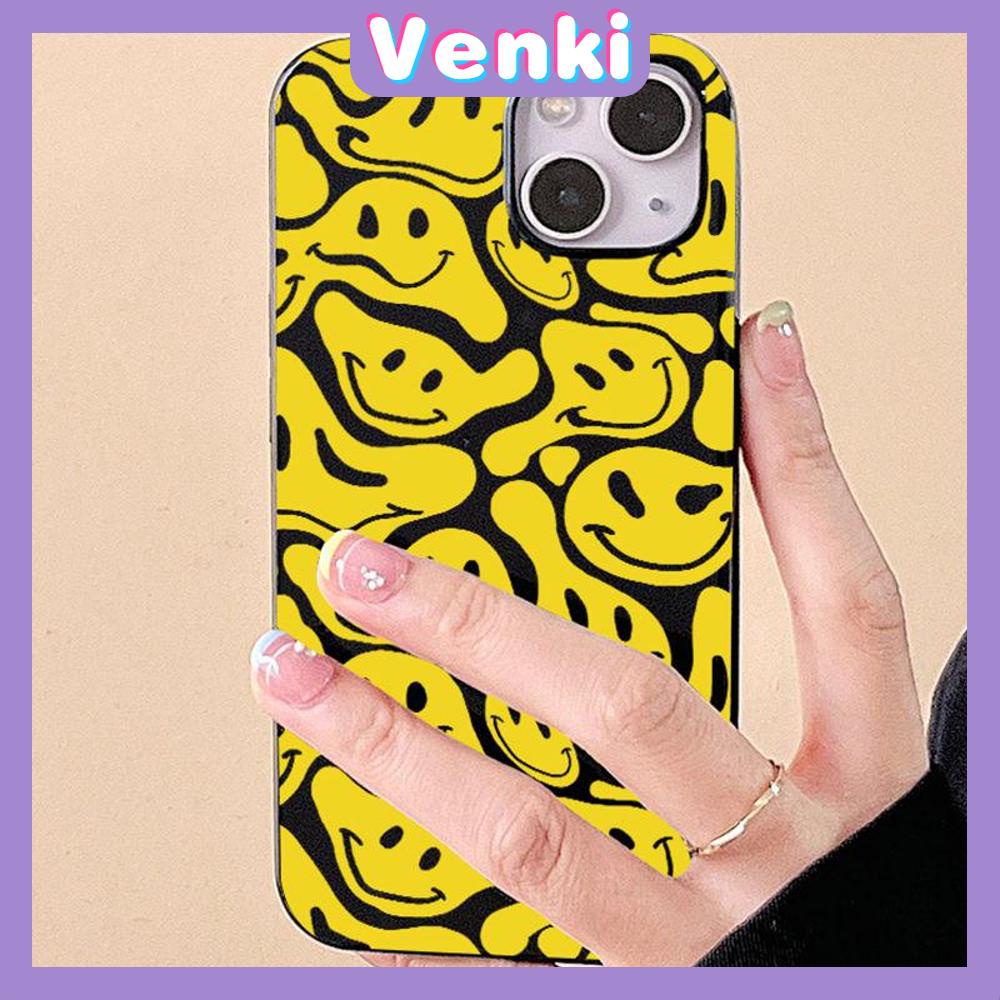 iPhone Case Soft TPU Glossy Black Candy Case Yellow Smiley Camera Protection Shockproof For iPhone 14 13 12 11 Pro Max 7 8 Plus X XR