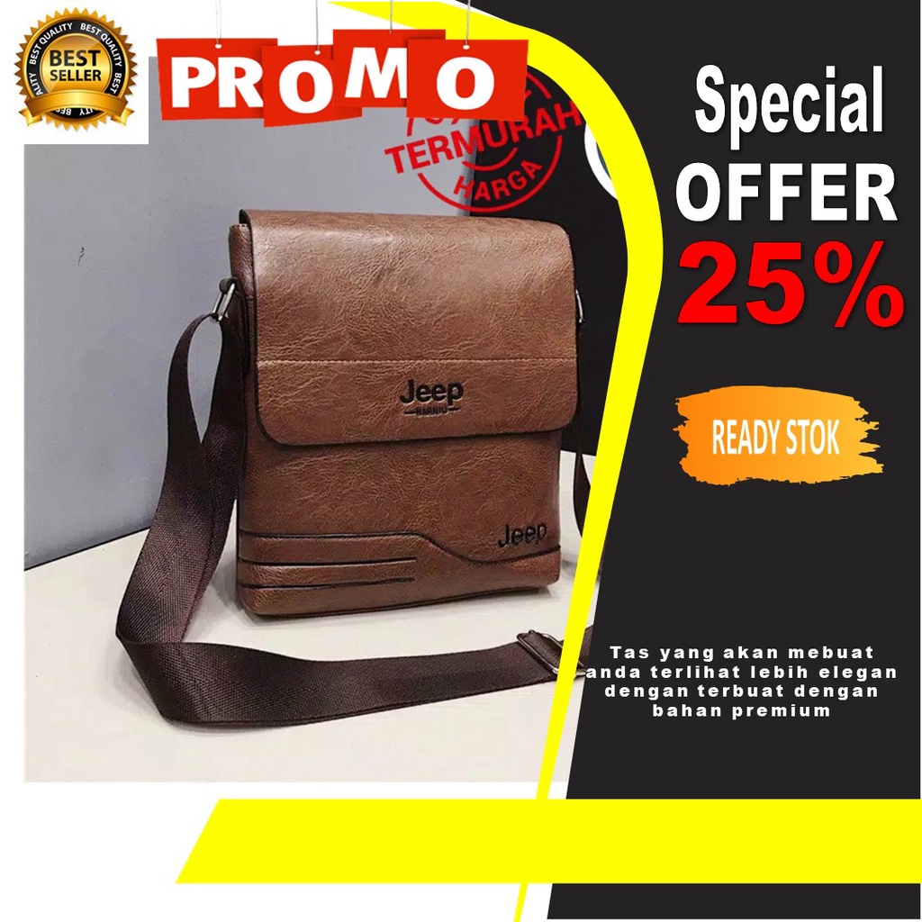 [ GRATIS ONGKIR ] Tas Slempang Pria Jeep Buluo Original / Tas Slempang Kulit Pria