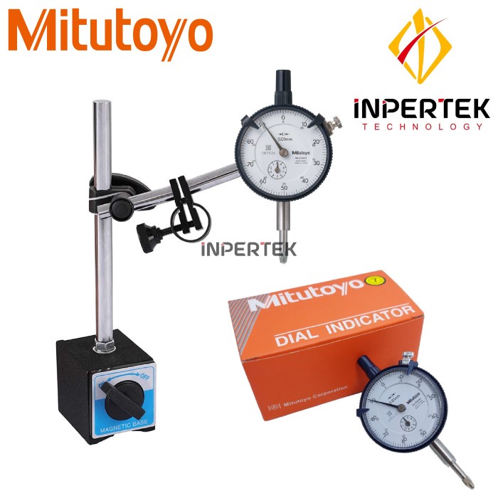 Murah Dial Indicator Mitutoyo + Magnetic Dial Stand Base Pick Test Stang