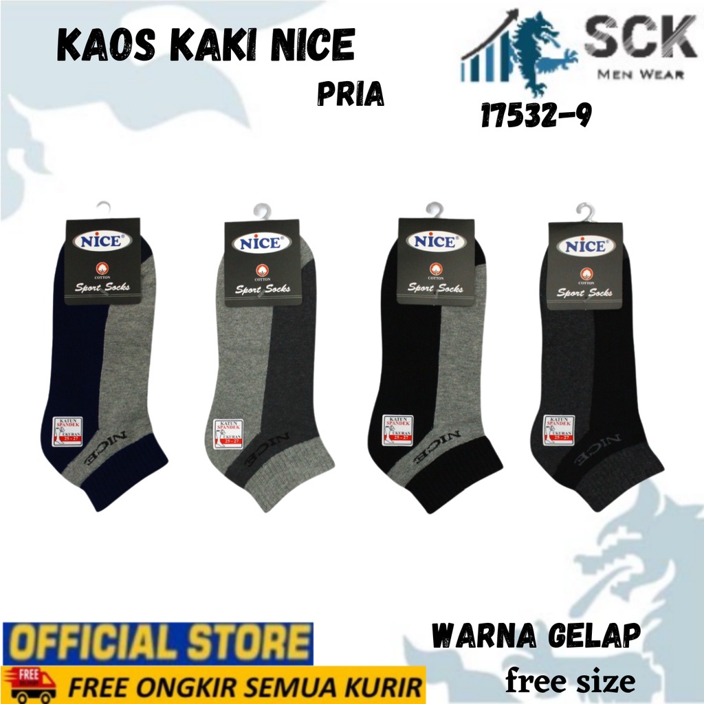 Kaos Kaki Pria NICE 17532-9 Polos Casual / Kaus Kaki 17532-9