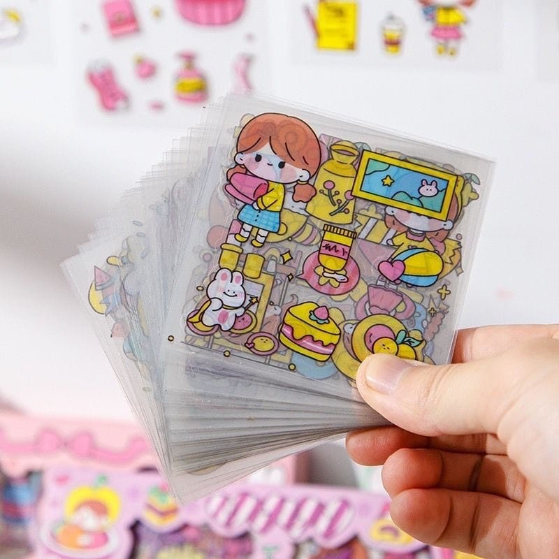 100 Lembar Stiker 2D MoMo Sticker 2D isi 100 Lembar Stiker Kartun Kore