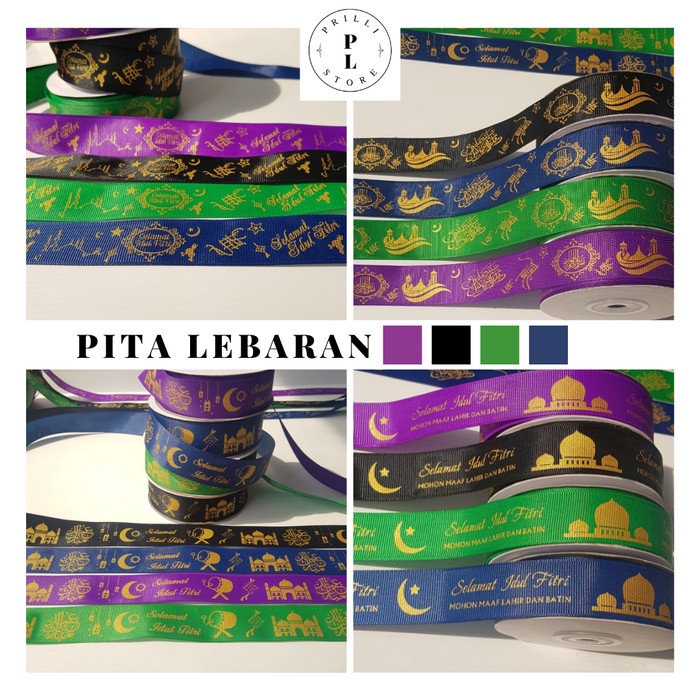 

Pita Hampers Ribbon Lebaran Selamat Idul Fitri Eid Mubarak Ketupat - Bedug, 1 Roll Hijau