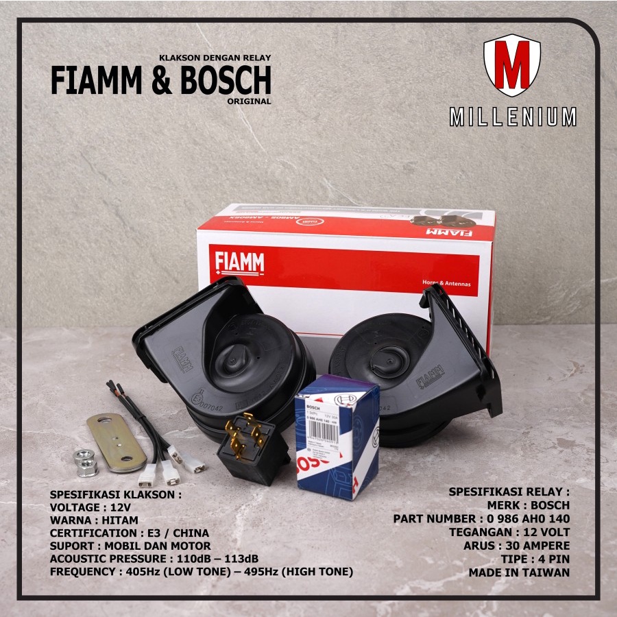 KLAKSON KEONG FIAMM WATERPROOF MOBIL MOTOR DENGAN RELAY 4 PIN ORIGINAL