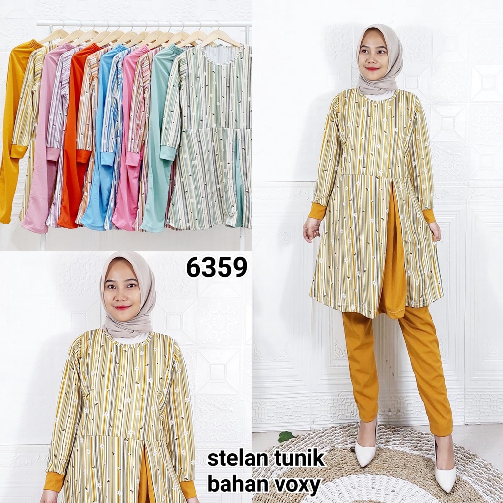 GROSIRAN SERIAN 6PCS SETELAN TUNIK BAHAN VOXY