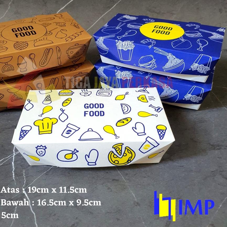 

✨12.12✨ COD Paper Lunch Box M Motif 50 Pcs / Kotak Makan Kertas Medium Food Grade 