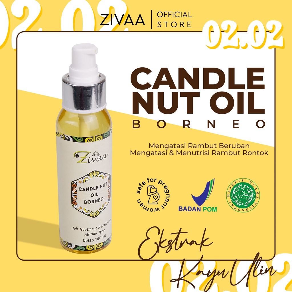ZIVAA CANDLE NUT OIL BORNEO PENGHILANG UBAN/ANTI UBAN/PENGHITAM RAMBUT UBAN PERMANEN