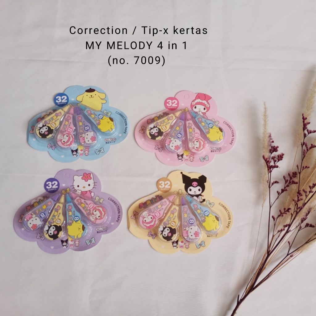 Tip ex Kertas / Correction Tape fancy My Melody penghapus pen 4in1