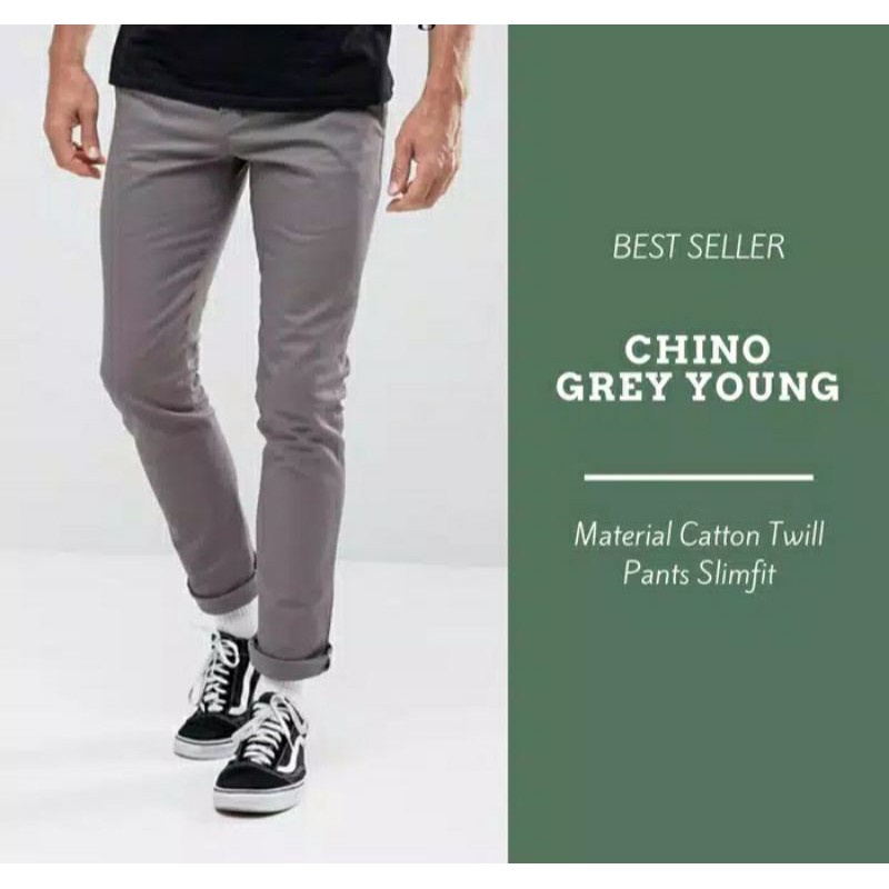 CELANA CINO Panjang Pria Slimfit KERJAHARIAN Santai Casual Formal Hitam Abu Cream Mocca Size 27-38