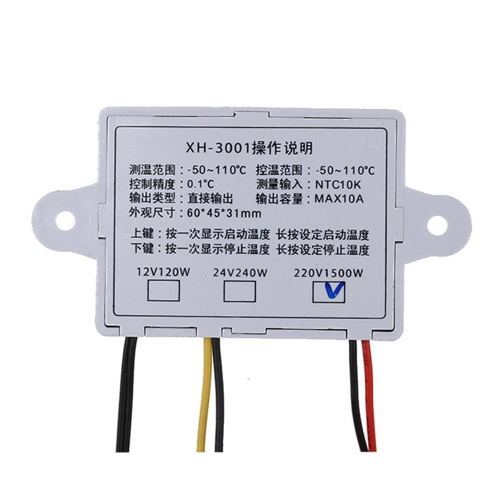 POPULAR Populer XH-W3001 DC 12 /24 /220V 10A Pengontrol Suhu Digital Tahan Air Pendingin Rumah/Pengatur Saklar Pemanas