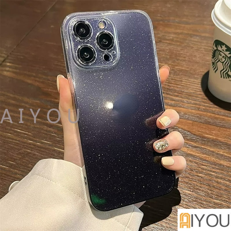 Soft Case Silikon Transparan Glitter Warna Permen Untuk iPhone 14 Pro Max 13 11 12 Pro 12 Mini X XR XS Max SE 2020 7 8 Plus 6 6s