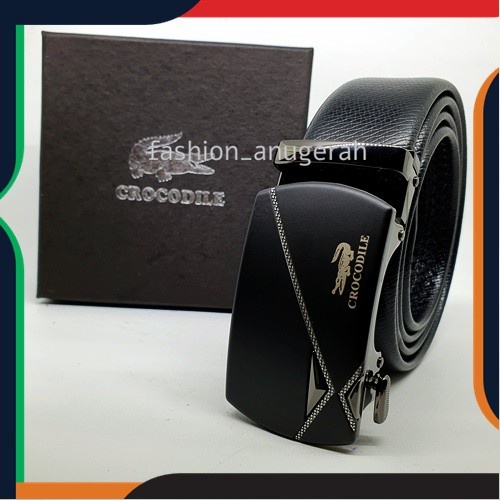 Ikpa Ikat Pinggang Crocodile Model Rel Sabuk Belt Pria Kulit Asli Leather