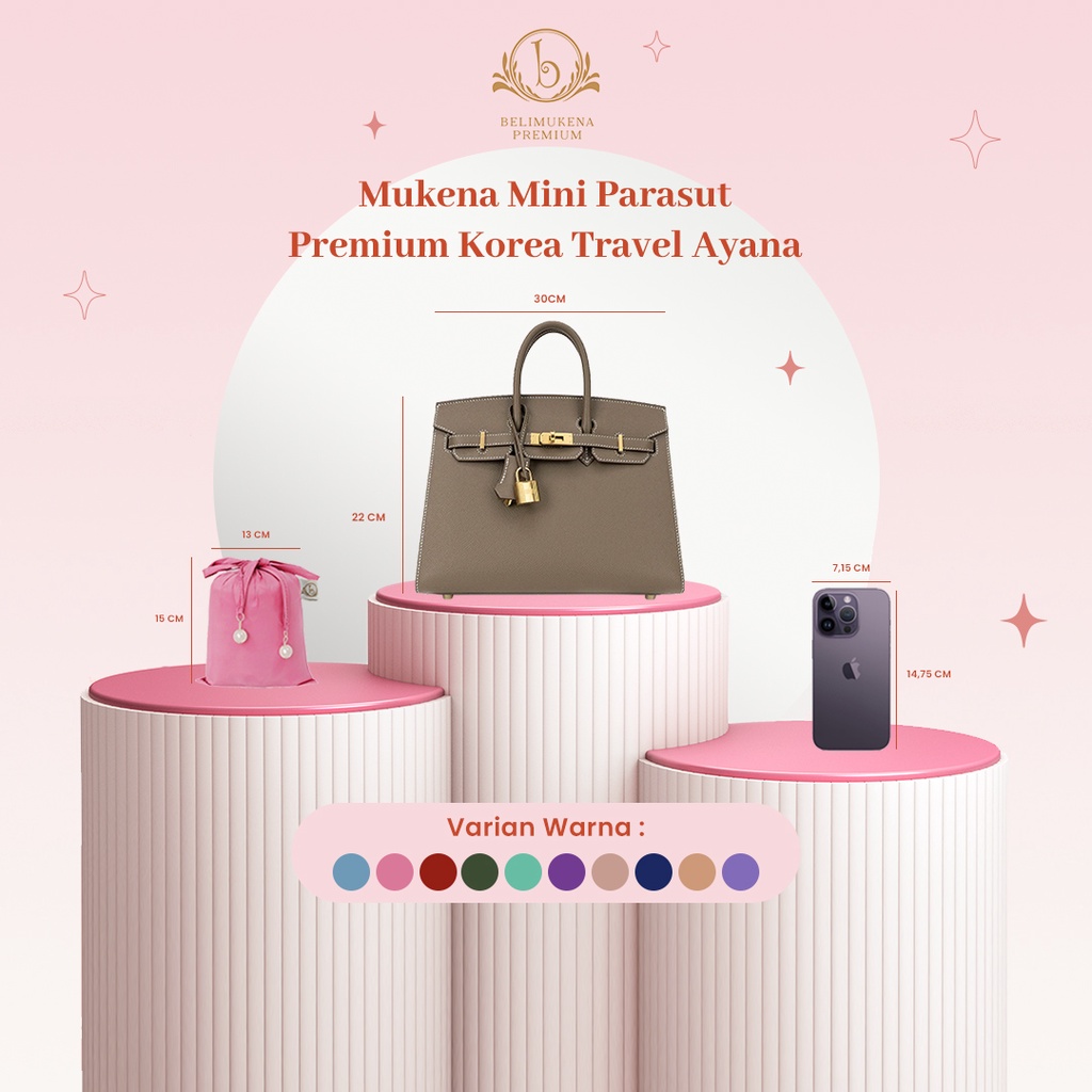 (Free Sajadah) Mukena Mini Parasut Premium Korea 3in1 Travel Ayana