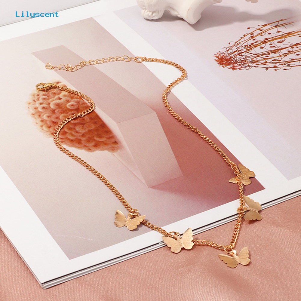 [LS] Fashion Lady Single Layer Butterfly Pendant Kalung Rantai Klavikula Perhiasan Hadiah