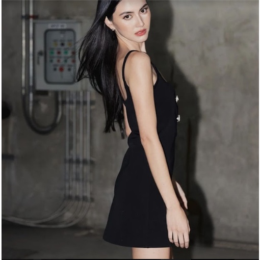 【AMY J】Bodycon Black Dress Bows Hollow Out Mini Dress 7516