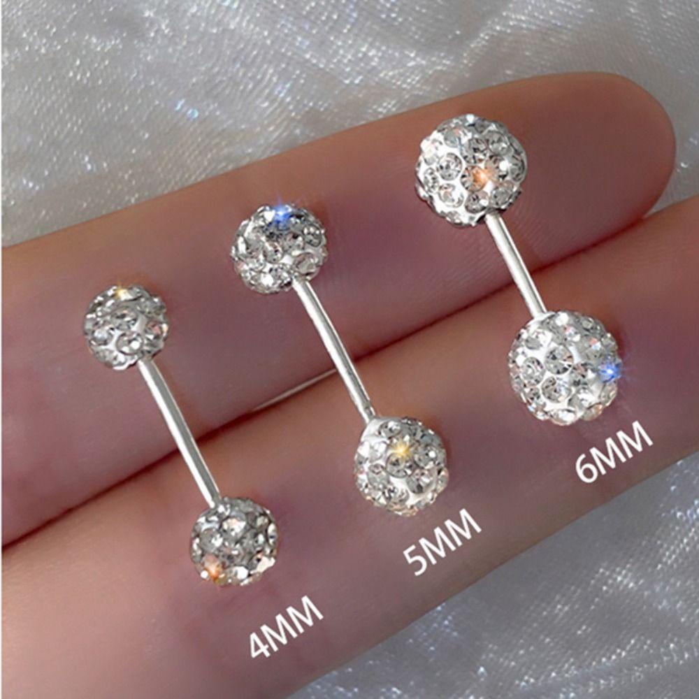 Mxbeauty Penuh Berlian Imitasi Stud Earrings Harian Kepribadian Manis Wanita Perhiasan Fashion Desain Alis Kuku Korea Earrings Pusar Kuku Tulang Telinga Kuku