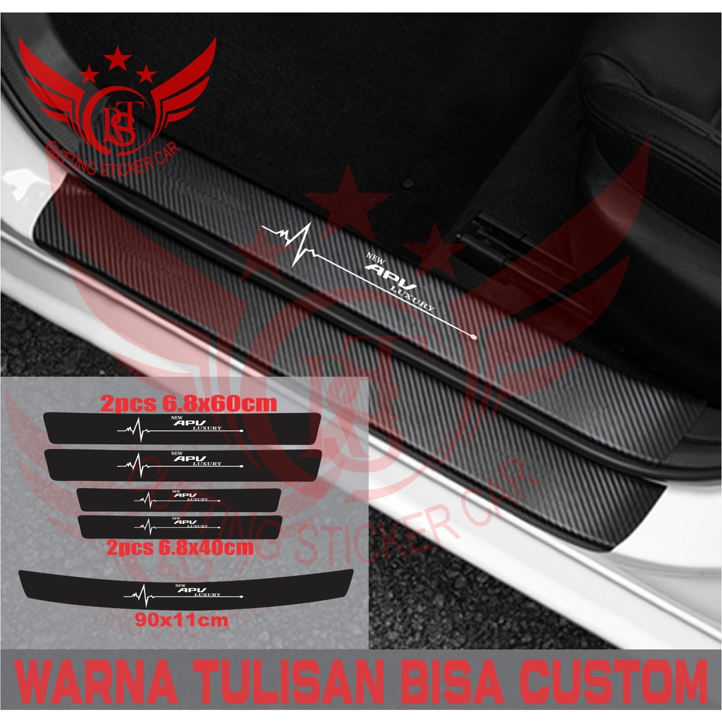 5 pcs  cutting sticker sillplate bahan karbon 3d mobil all nuw apv luxury stiker bumper bagasi karbo